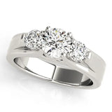 White gold Three-Stone Round Diamond Trellis Engagement Ring with Split Shank Band