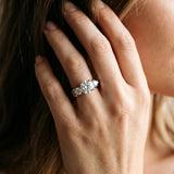White gold Three-Stone Round Diamond Trellis Engagement Ring with Split Shank Band_29