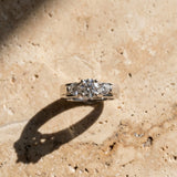White gold Three-Stone Round Diamond Trellis Engagement Ring with Split Shank Band_30