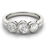 White gold Three-Stone Round Diamond Twist Band with Channel Setting 1