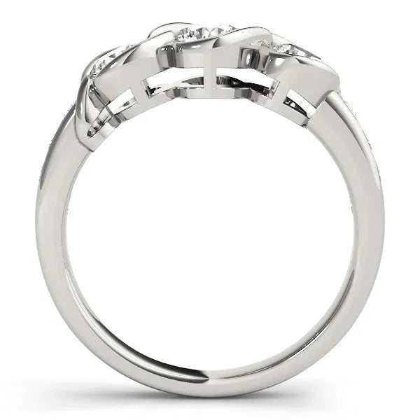 White gold Three-Stone Round Diamond Twist Band with Channel Setting