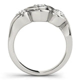 White gold Three-Stone Round Diamond Wave Band with Bezel Setting 2