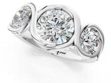 White gold Three-Stone Round Diamond Wave Band with Bezel Setting_15