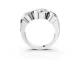 White gold Three-Stone Round Diamond Wave Band with Bezel Setting_17