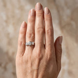 White gold Three-Stone Round Diamond Wave Band with Bezel Setting_28
