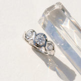 White gold Three-Stone Round Diamond Wave Band with Bezel Setting_31