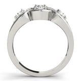 White gold Three-Stone Round Diamond Wave Pave Band with Prong Setting 2