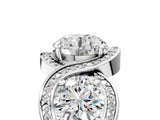 White gold Three-Stone Round Diamond Wave Pave Band with Prong Setting_19