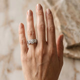 White gold Three-Stone Round Diamond Wave Pave Band with Prong Setting_24