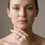White gold Three-Stone Round Diamond Wave Pave Band with Prong Setting_25