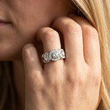 White gold Three-Stone Round Diamond Wave Pave Band with Prong Setting_26