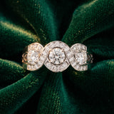 White gold Three-Stone Round Diamond Wave Pave Band with Prong Setting_27