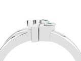 White gold Three-Stone Round Emerald Leaf Bypass Ring with Bezel Setting_10