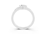 White gold Three-Stone Round Emerald Leaf Bypass Ring with Bezel Setting_9