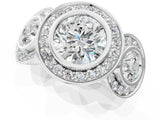 White gold Three-Stone Round Halo Pavé Diamond Ring_12
