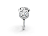 White gold Three-Stone Round Halo Pavé Diamond Ring_13