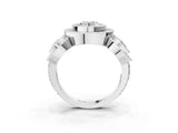 White gold Three-Stone Round Halo Pavé Diamond Ring_14