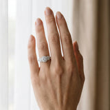 White gold Three-Stone Round Halo Pavé Diamond Ring_21