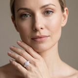 White gold Three-Stone Round Halo Pavé Diamond Ring_22