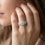 White gold Three-Stone Round Halo Pavé Diamond Ring_23