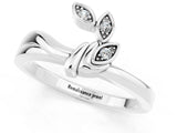 White gold Three-Stone Round Moissanite Leaf Bypass Ring with Bezel Setting_7