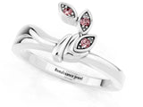 White gold Three-Stone Round Morganite Leaf Bypass Ring with Bezel Setting_7