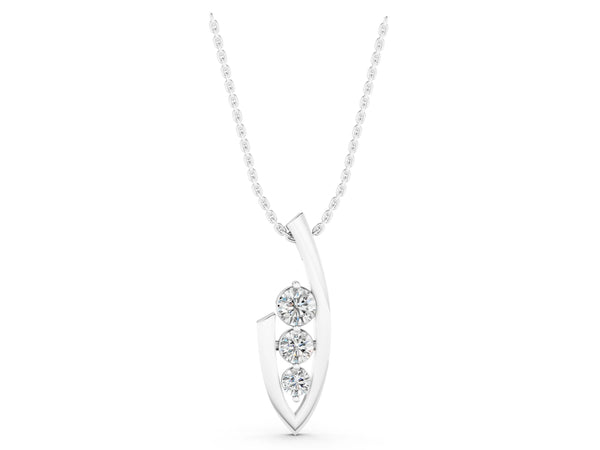 Silver Three-Stone Round Prong-Set Pendant