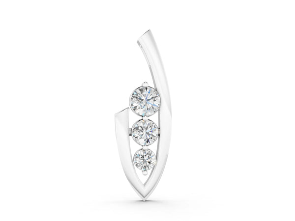 White gold Three-Stone Round Prong-Set Pendant