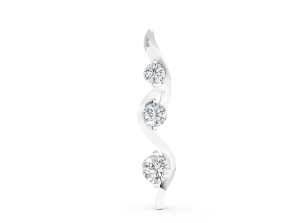 White gold Three-Stone Round Prong-Set Swirl Pendant