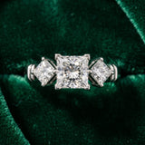 White gold Three-Stone Round and Princess Cut Diamond Ring with Channel Band and Four-Prong Setting_43