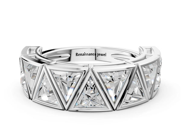 Silver Triangle Diamond Geometric Mens Band