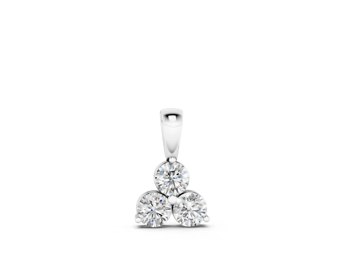 White gold Triangular Cluster Round Diamond Prong Pendant_14