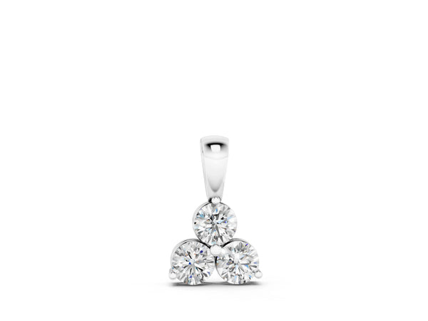 White gold Triangular Cluster Round Diamond Prong Pendant
