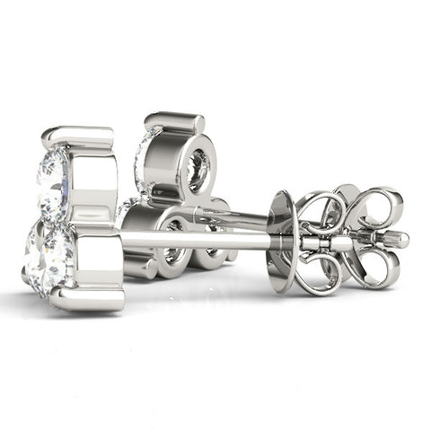 White gold Triangular Cluster Round Diamond Stud Earrings with Prong Setting 1