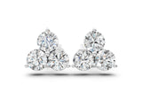 White gold Triangular Cluster Round Diamond Stud Earrings with Prong Setting_22