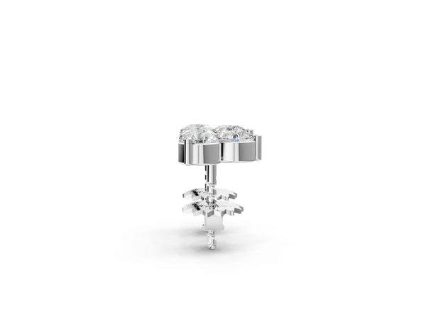 White gold Triangular Cluster Round Diamond Stud Earrings with Prong Setting
