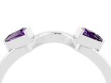 White gold Trillion Amethyst Open Band Ring with Bezel Setting_10