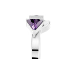 White gold Trillion Amethyst Open Band Ring with Bezel Setting_11