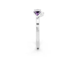 White gold Trillion Amethyst Open Band Ring with Bezel Setting_8