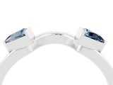 White gold Trillion Aquamarine Open Band Ring with Bezel Setting_10