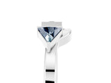 White gold Trillion Aquamarine Open Band Ring with Bezel Setting_11