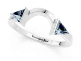 White gold Trillion Aquamarine Open Band Ring with Bezel Setting_7