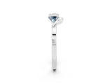 White gold Trillion Aquamarine Open Band Ring with Bezel Setting_8
