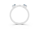 White gold Trillion Aquamarine Open Band Ring with Bezel Setting_9