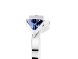 White gold Trillion Blue Sapphire Open Band Ring with Bezel Setting_11