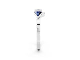 White gold Trillion Blue Sapphire Open Band Ring with Bezel Setting_8