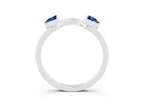 White gold Trillion Blue Sapphire Open Band Ring with Bezel Setting_9