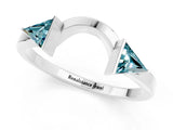 White gold Trillion Blue Topaz Open Band Ring with Bezel Setting_7
