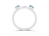 White gold Trillion Blue Topaz Open Band Ring with Bezel Setting_9