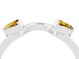 White gold Trillion Citrine Open Band Ring with Bezel Setting_10